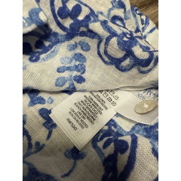 Caroline Constas Set Button Shirt & Slit Leg Pants Blue Floral Size Small - Picture 7 of 11